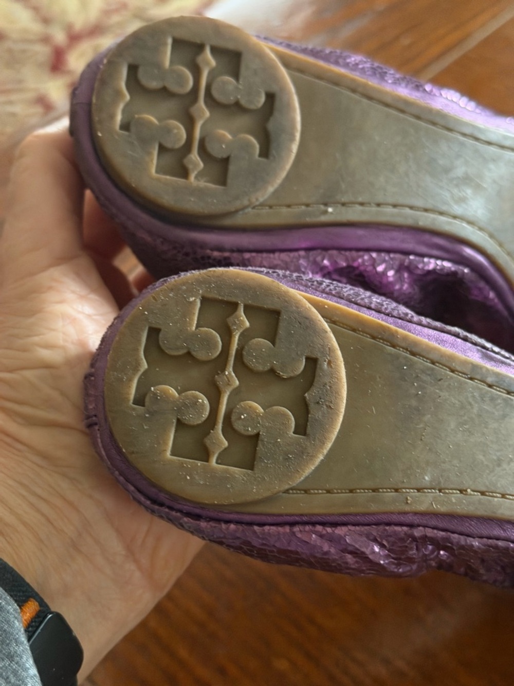 Tory Burch Purple Jeweled Ballet Flats - Picture 7 of 7